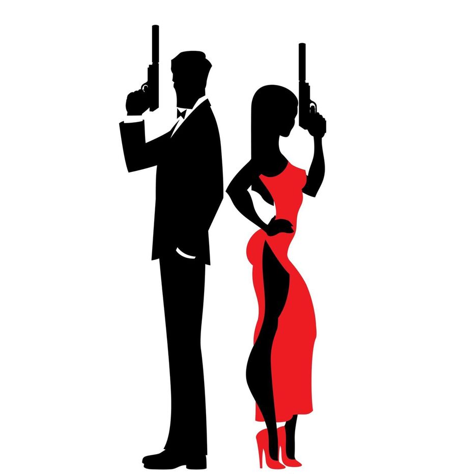 En tegnet James Bond og kvinde