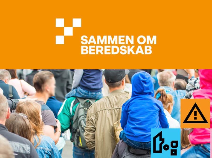 Plakat fra kampagnen Sammen om beredskab med logoer og en stor menneskemængde